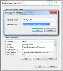 image of JAVA_HOME system variable