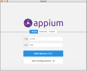 image of appium desktop application