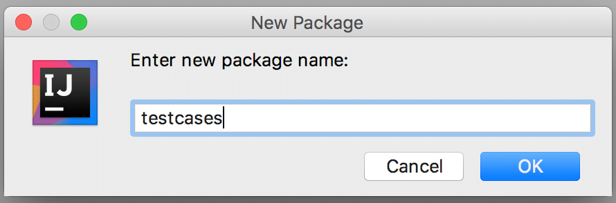 image of naming new package: testcases