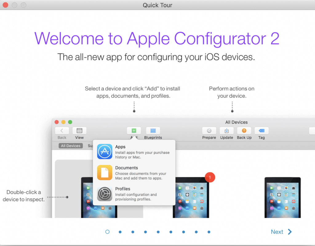 screen shot of apple configurator 2