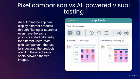 Pixel comparison vs AI-powered visual testing screenshot