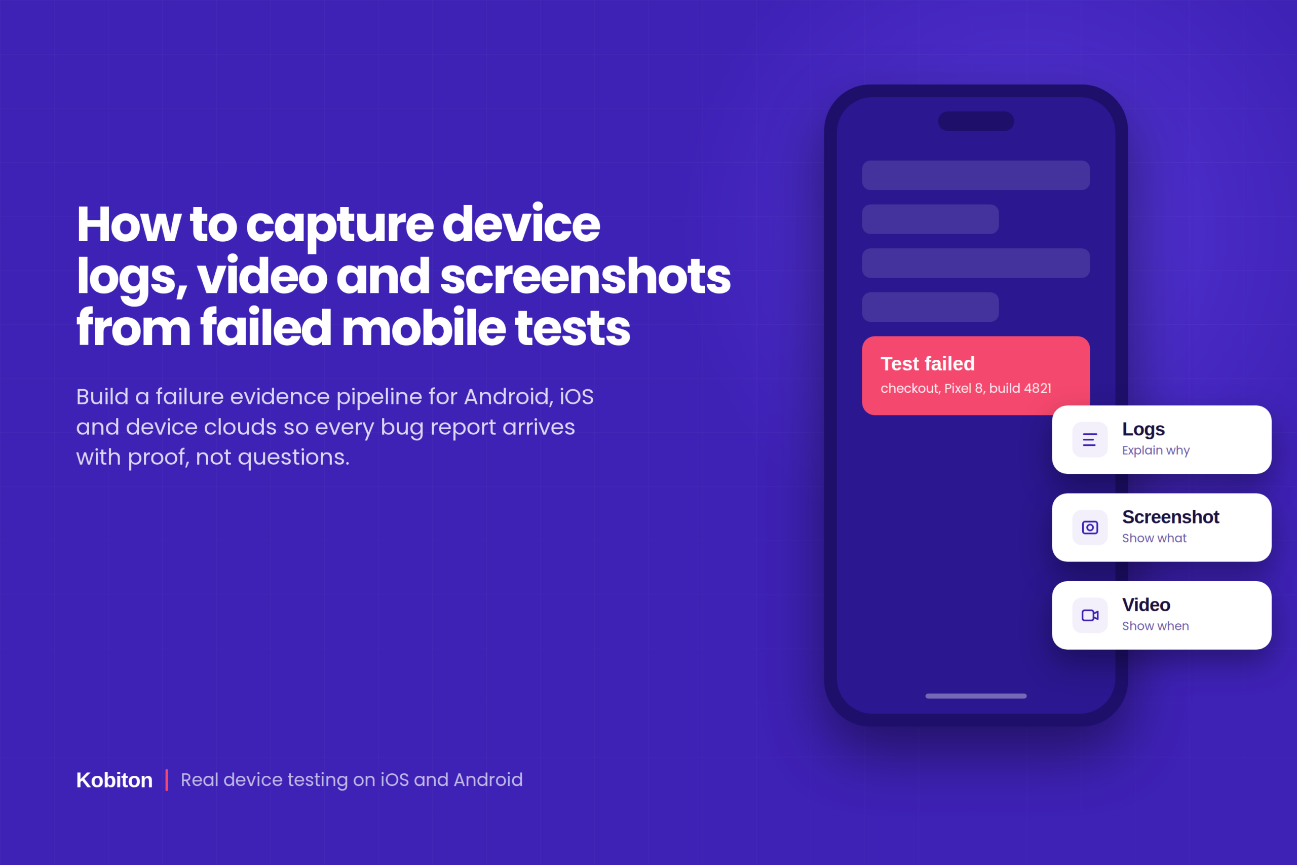 capture device logs from failed mobile tests